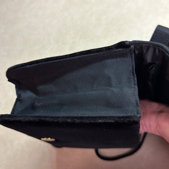 Black Velvet Gilded Clock Graphic Crossbody, Shoulder, Hand Square Dressy Purse - Picture 6 of 7